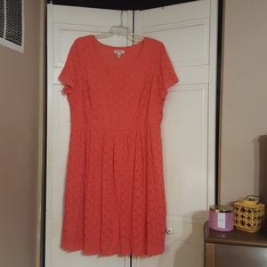 Coral Eyelet Dress